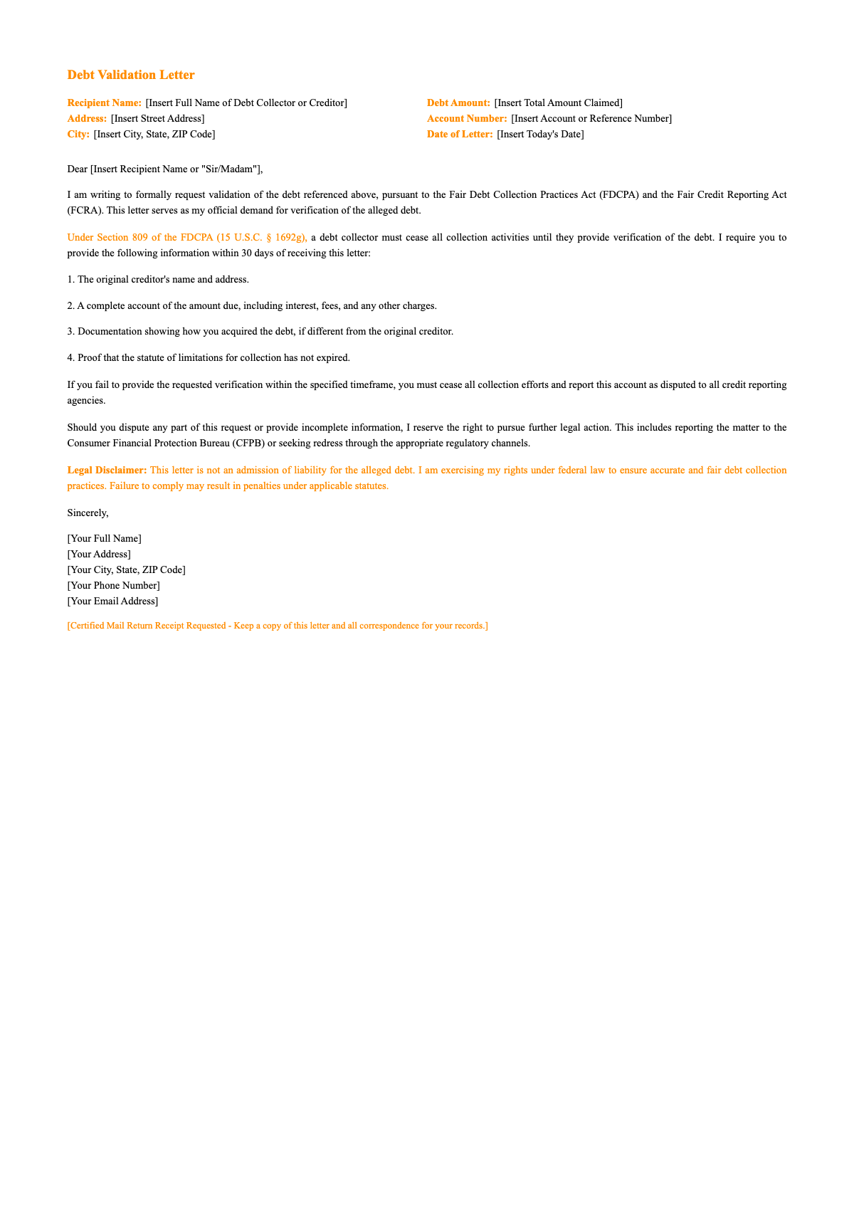 Debt verification letter template for disputing credit report errors_variant_1